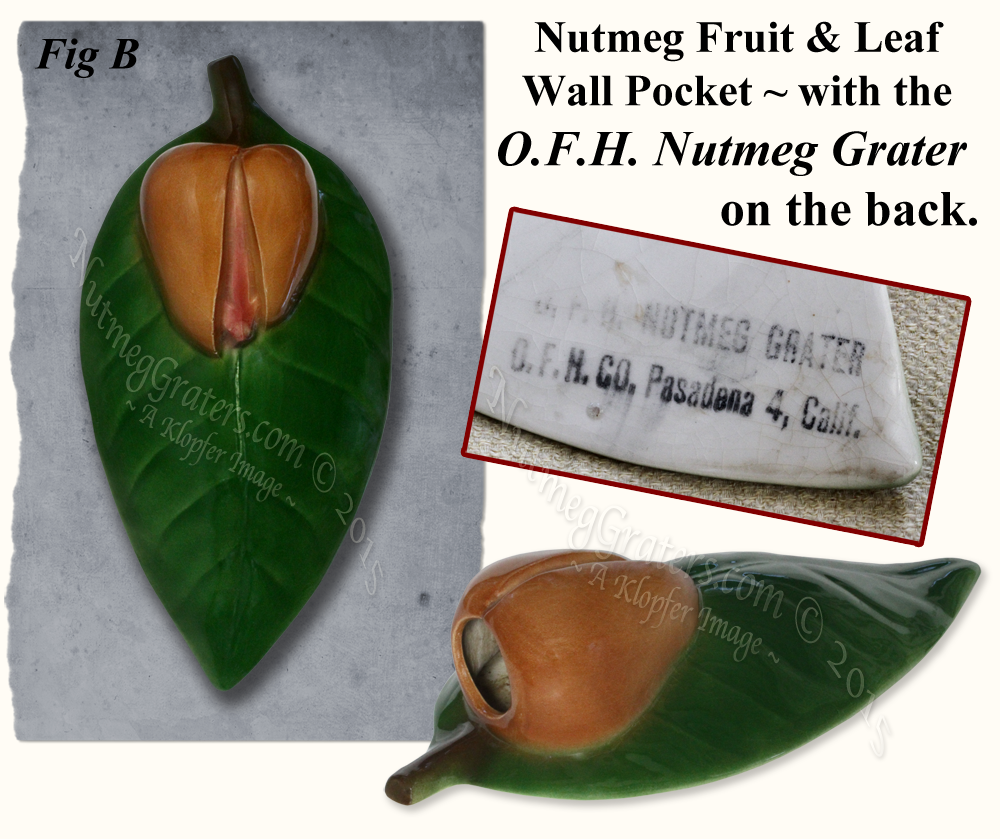 O. F. H. Nutmeg Grater - Nutmeg Wall Pocket Planter - California Pottery - Pasadena Pottery