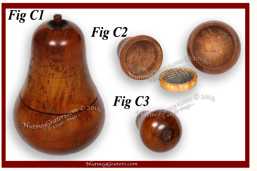 Regency period Figural pear form coquilla nut nutmeg grater