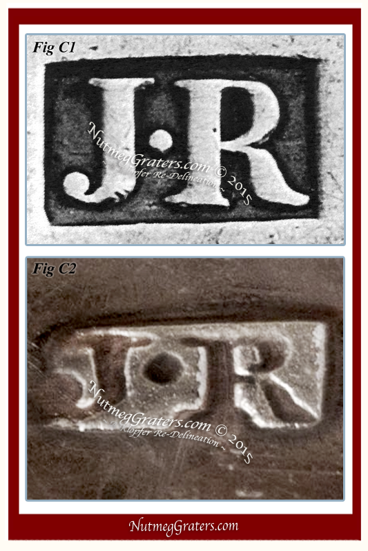 Authenticated VS spurious maker's mark for Joseph Richardson Jr. of Philadelphia