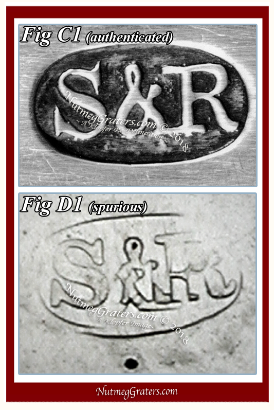 Authenticated VS spurious maker's mark for Sayre & Richards Maker's Mark of New York City