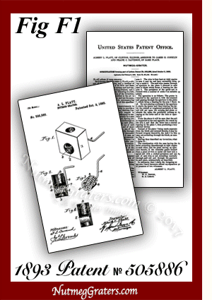 Albert L. Platt Common Sense Nutmeg Grater 1893 Patent 