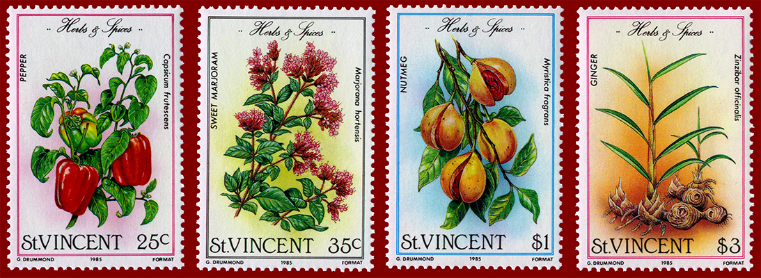 1985 St. Vincent Herbs and Spice Stamp series nutmeg