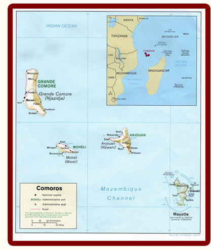 Map Of Comores Islands