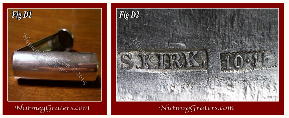 images of silver nutmeg graters with fake Kirk marks