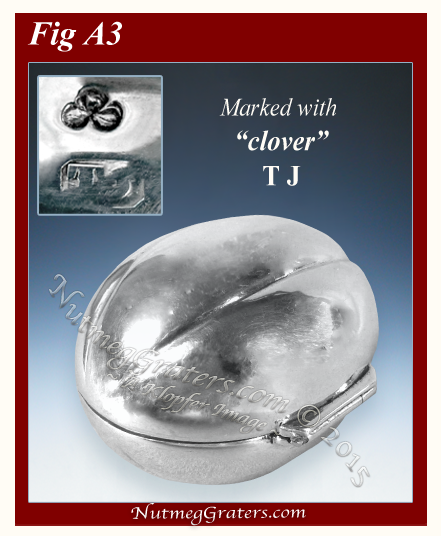 Non-Gorham Thurber Silver Nutmeg Grater with clover shamrock mark
