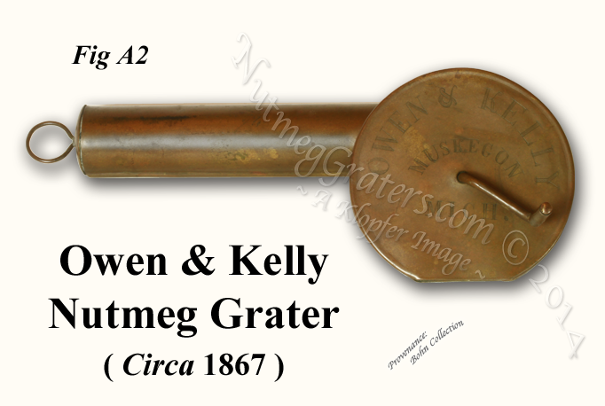 Owen and Kelly mechanical nutmeg Grater Muskegon Michigan 1867
